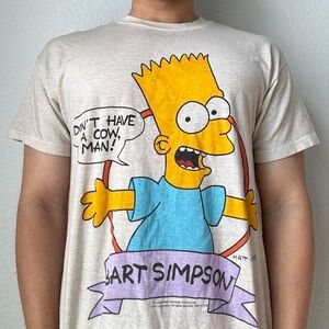 Vintage 1990s Bart Simpson Graphic Cream Single Stitched T-Shirt